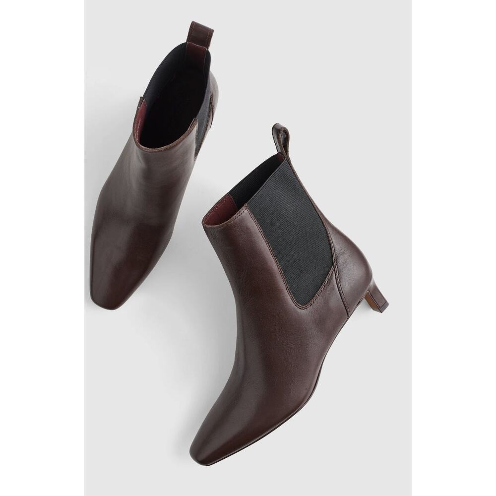 Madewell Dimes Chelsea Boots 7.5 Brown NWT Leather Ankle Booties Heel NX443